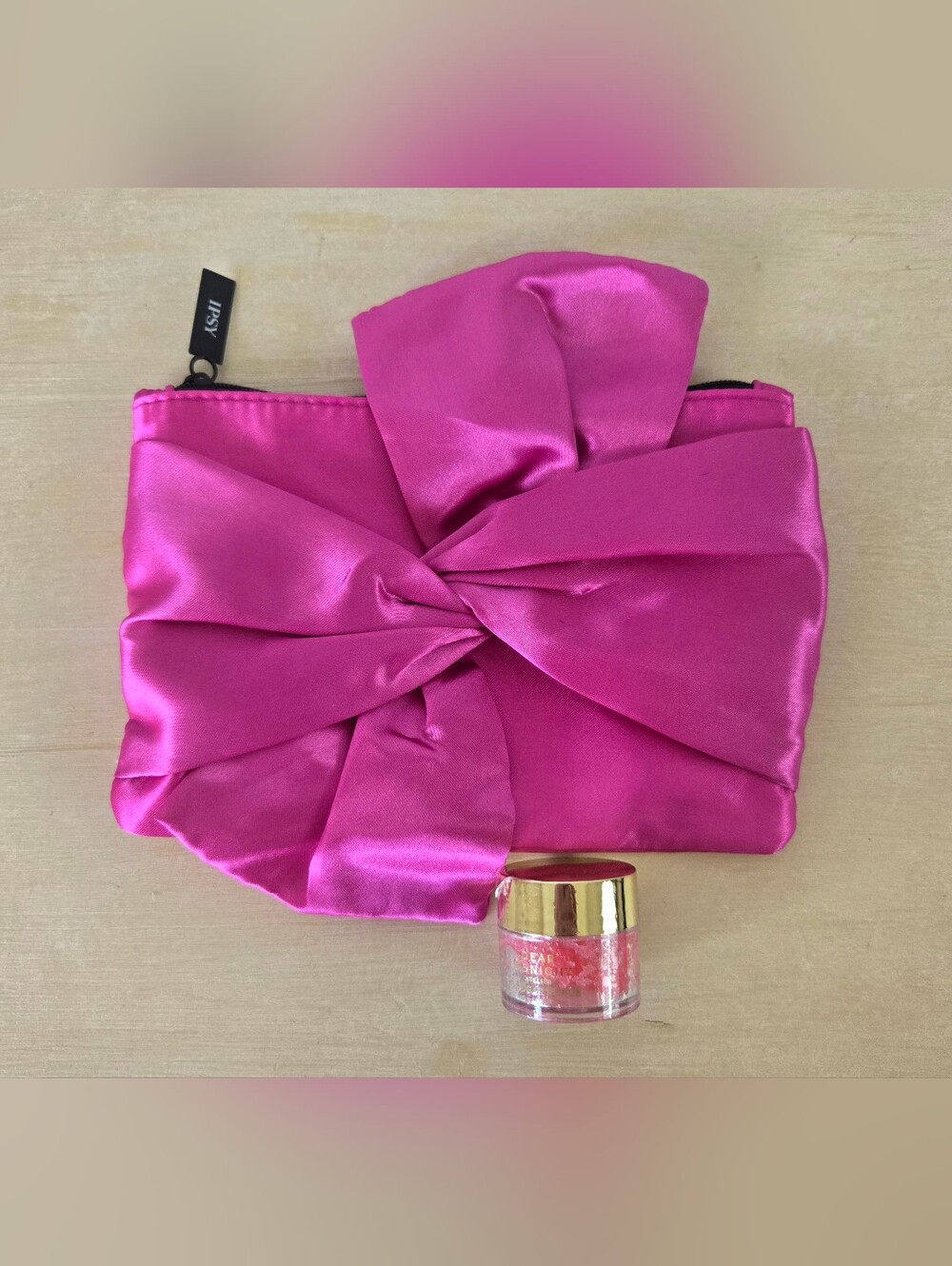Ipsy June 2026 Pink Bow Makeup Bag With Dear Midnight Atelier Lip Sugar Scrub